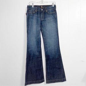 7 For All Mankind Dojo Jeans 7FAM Flare Wide Leg Diamond Size 26 Low Rise Y2K